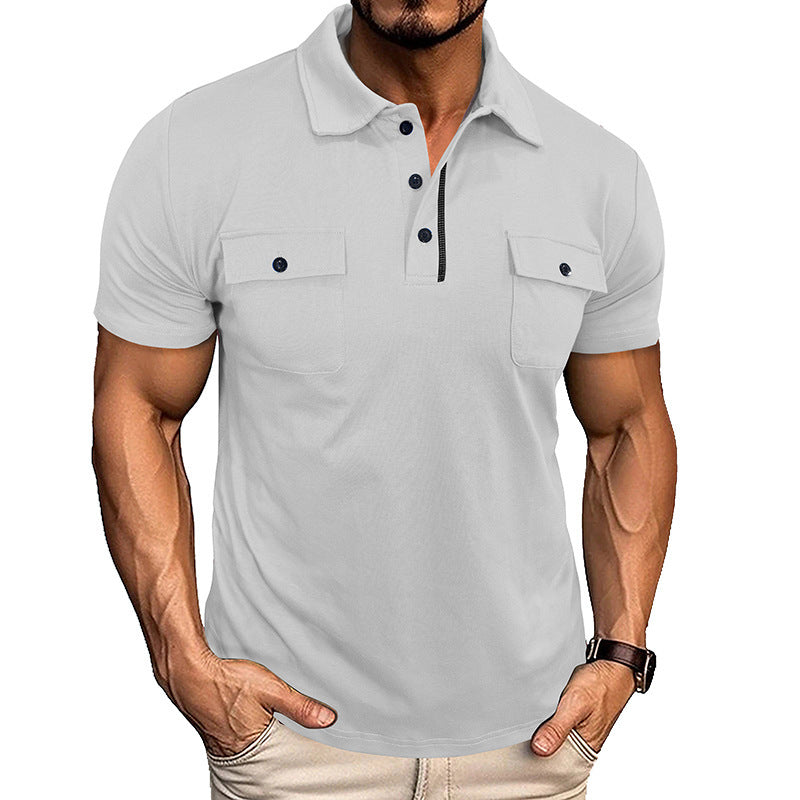 Men's Summer Polo Shirt with Pockets - Outdoor Fashion
