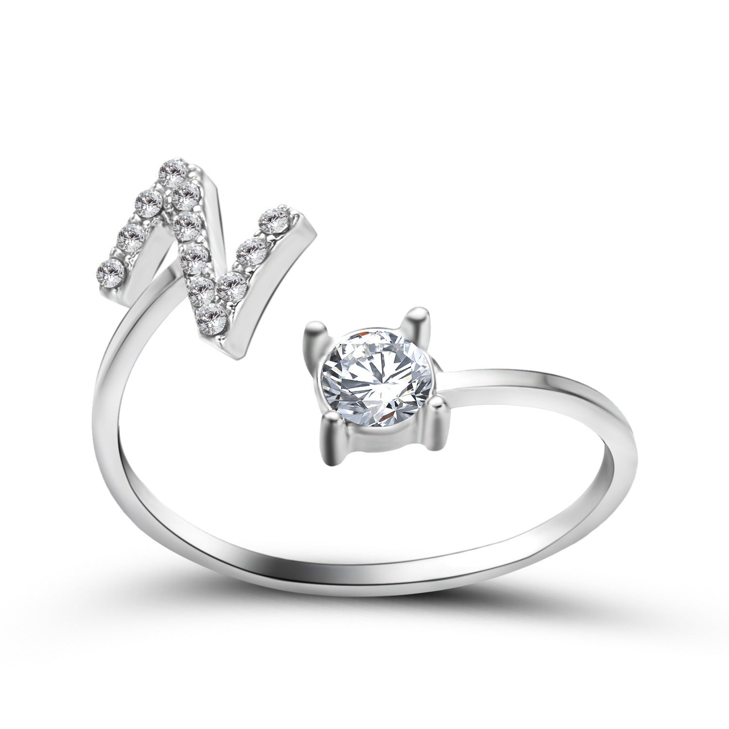 Initial Letter Ring - Personalized Adjustable Zircon Ring A-Z