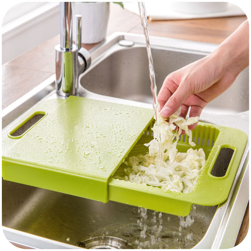 Multifunction Kitchen Chopping Block with Sink & Drain