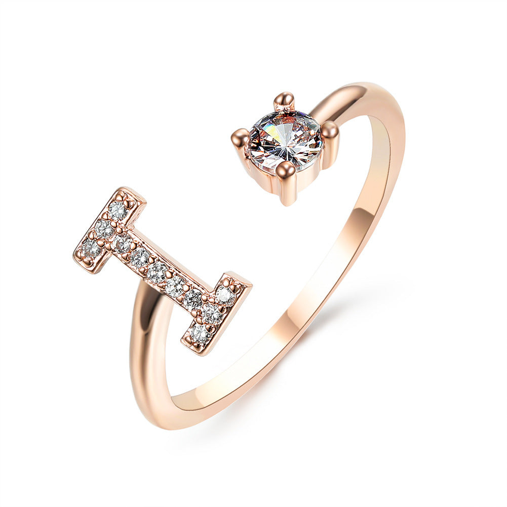 Initial Letter Ring - Personalized Adjustable Zircon Ring A-Z