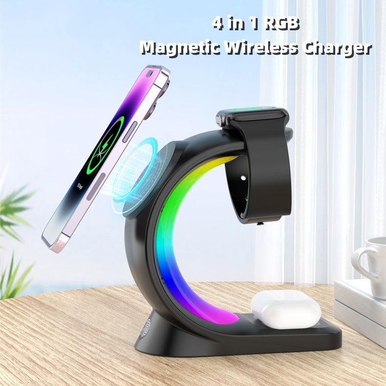 4 In 1 Magnetic Wireless Charger Fast Charging & Atmosphere Light - TechSavvy