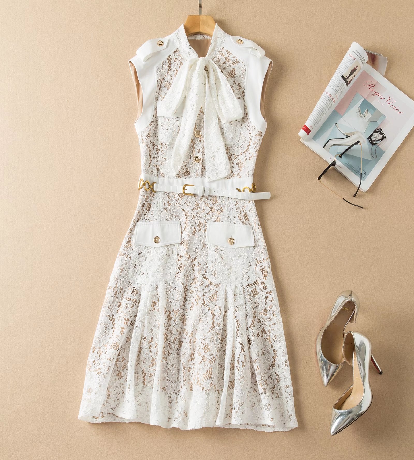 Women's Lace Dresses | Tie Waist Slim Dress | iukstore