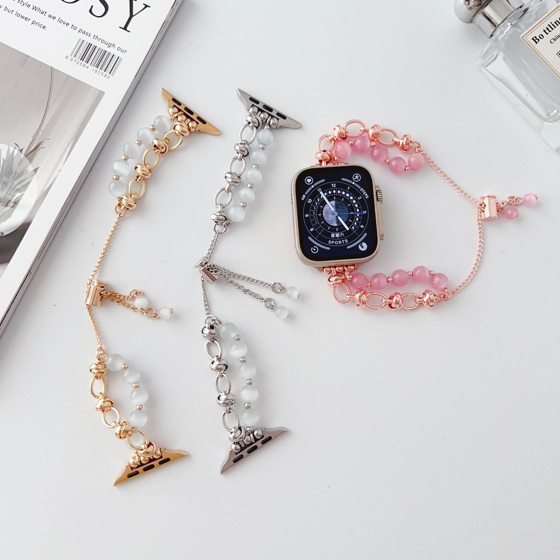 Stylish Watch Wristband Buckle Bead Ornament Strap