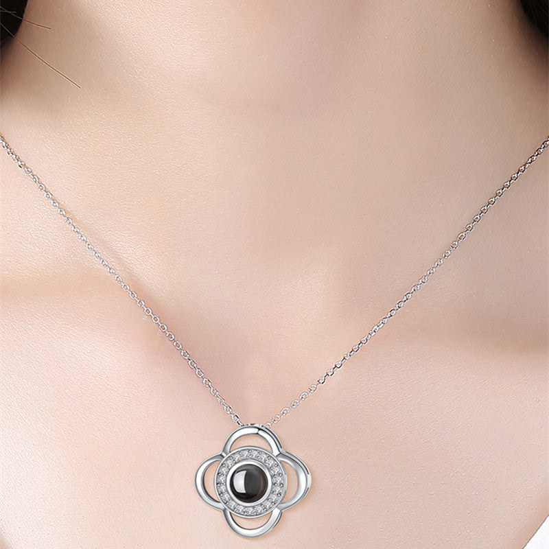 Valentine's Day Metal Rose Gift Set - Crystal Necklace with Gift Box