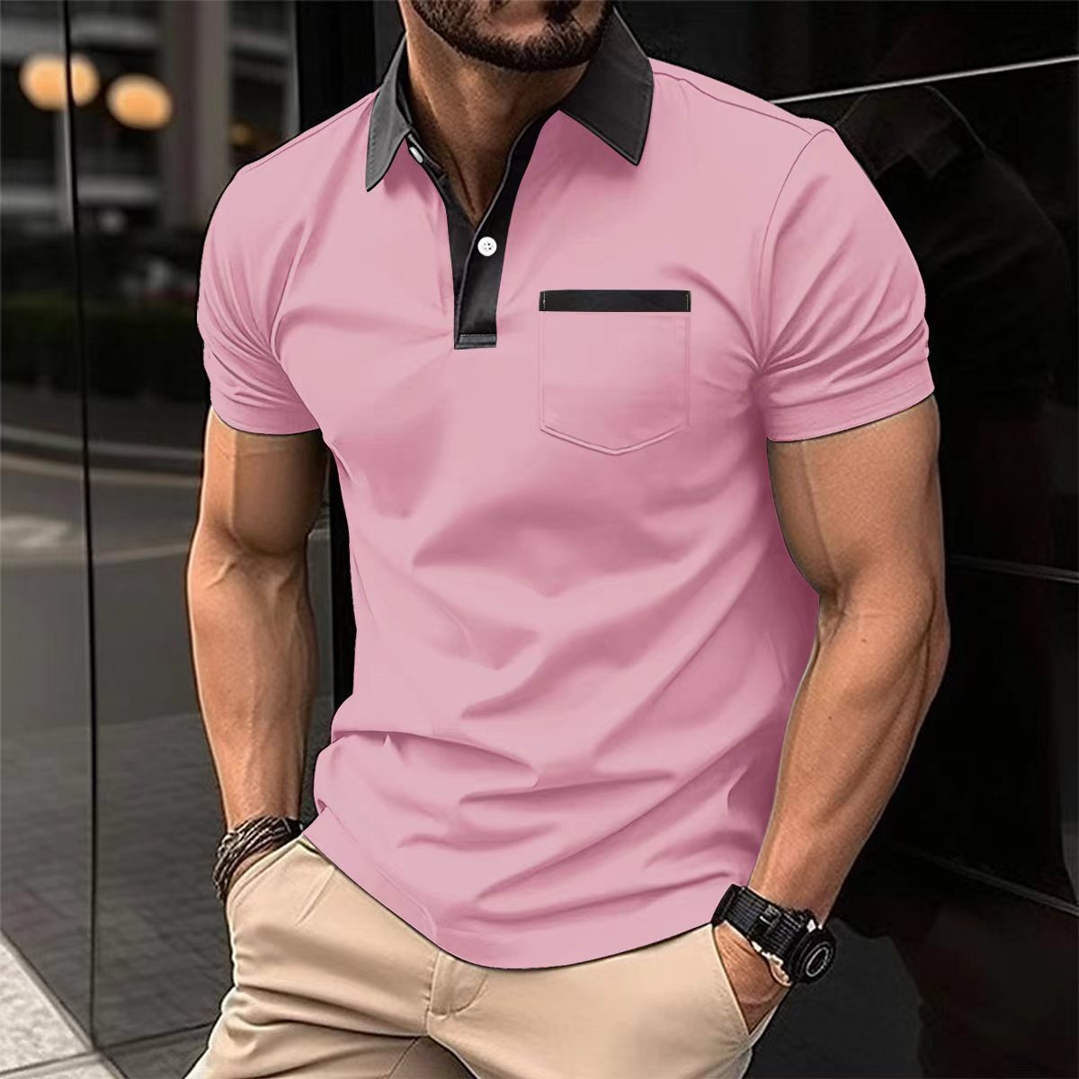 Men's Polo Shirt - Lapel Fashion Slim Pocket Short-sleeved T-shirt