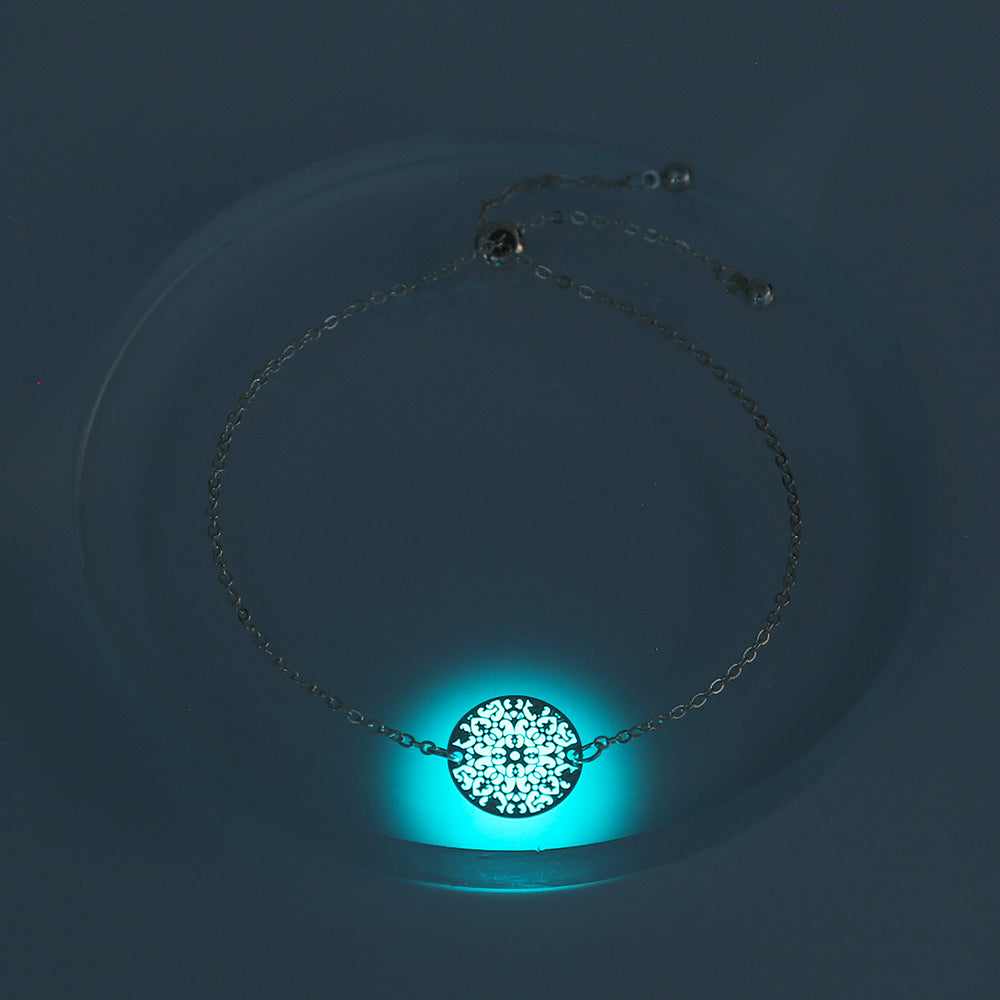 Glow in the Dark Textured Bracelet - Adjustable Silver Copper Jewelry