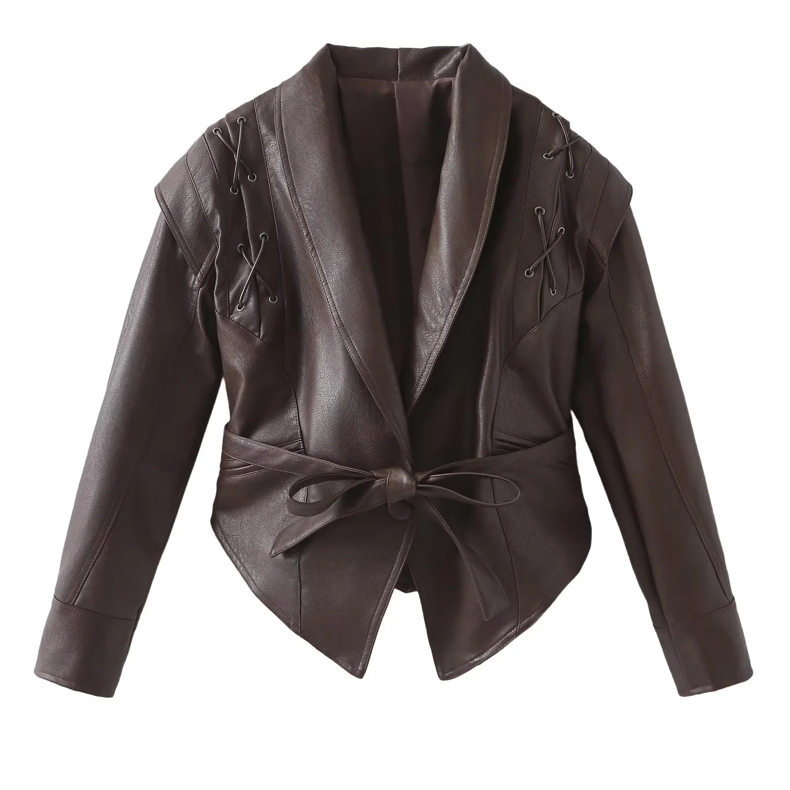 Women's Retro Imitation Leather Jacket Coat - Stylish & Durable