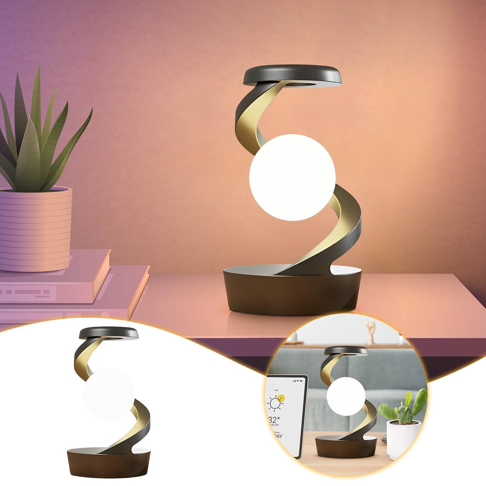 Smart Moon Desk Lamp | Wireless Charger & Gesture Control