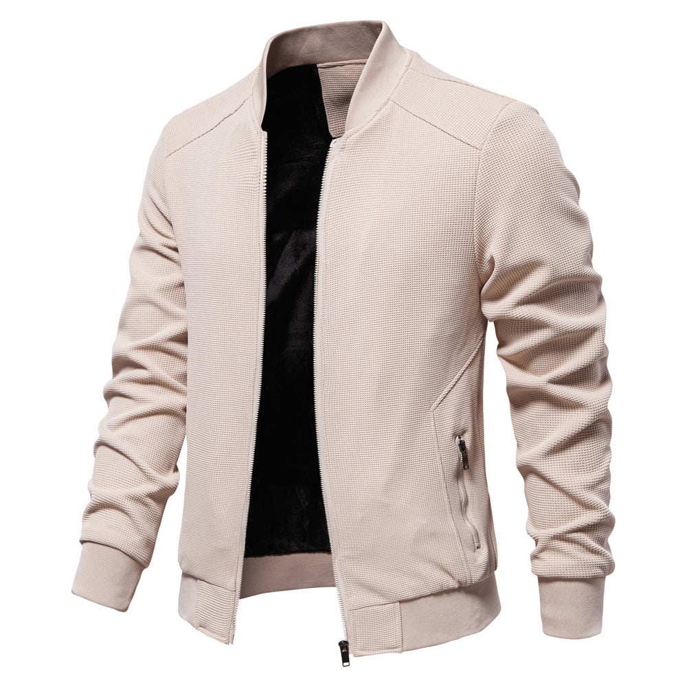 Stand Collar Men's Solid Color Jacket - Stylish & Comfortable