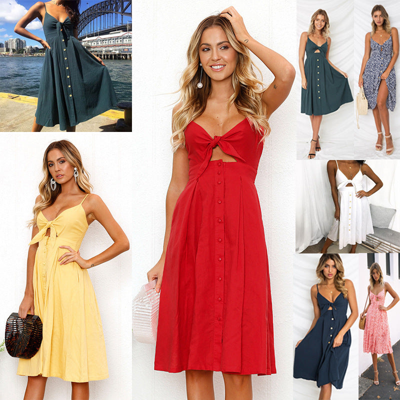 Women's Summer Party Dress - Sleeveless Backless Strap Long Close-fitting Sheath Female Evening Dresses