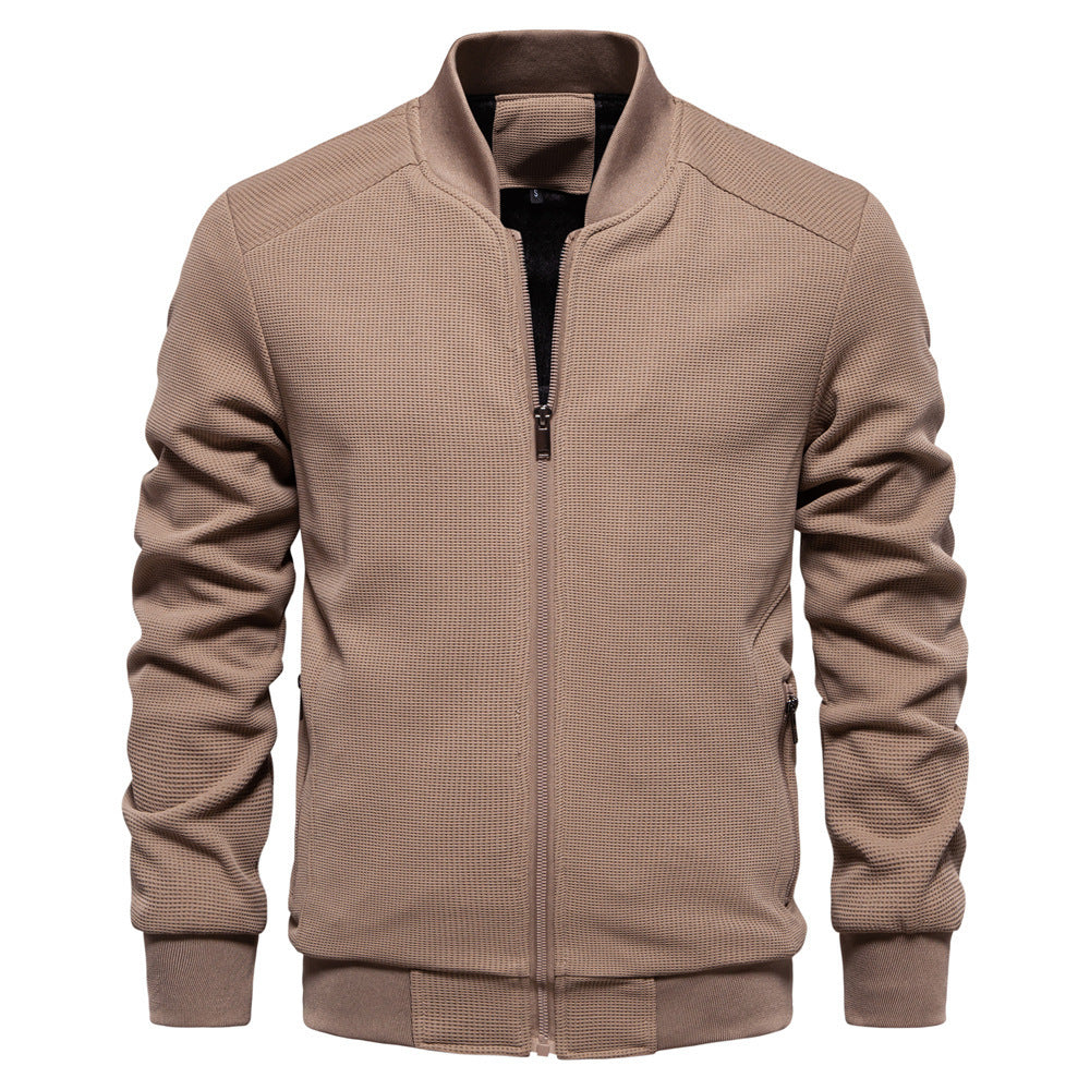 Stand Collar Men's Solid Color Jacket - Stylish & Comfortable