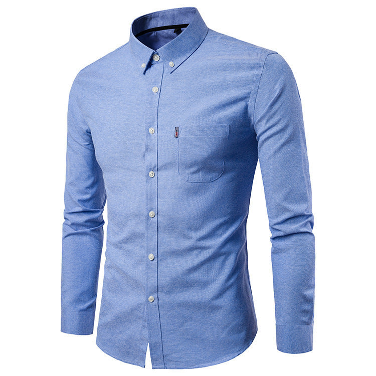 Korean Men's Dress Shirt - Slim Long Sleeve