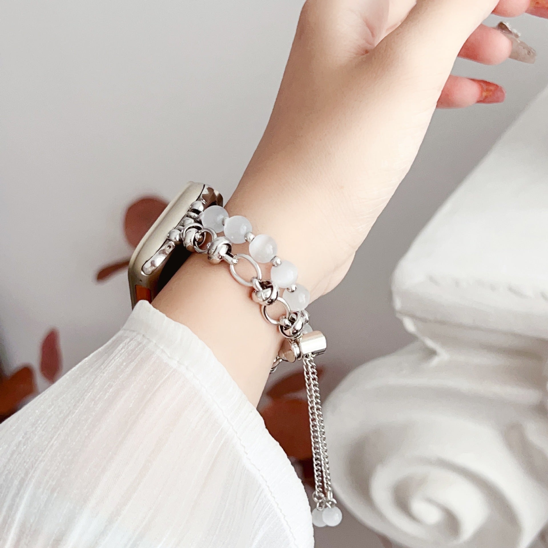 Stylish Watch Wristband Buckle Bead Ornament Strap