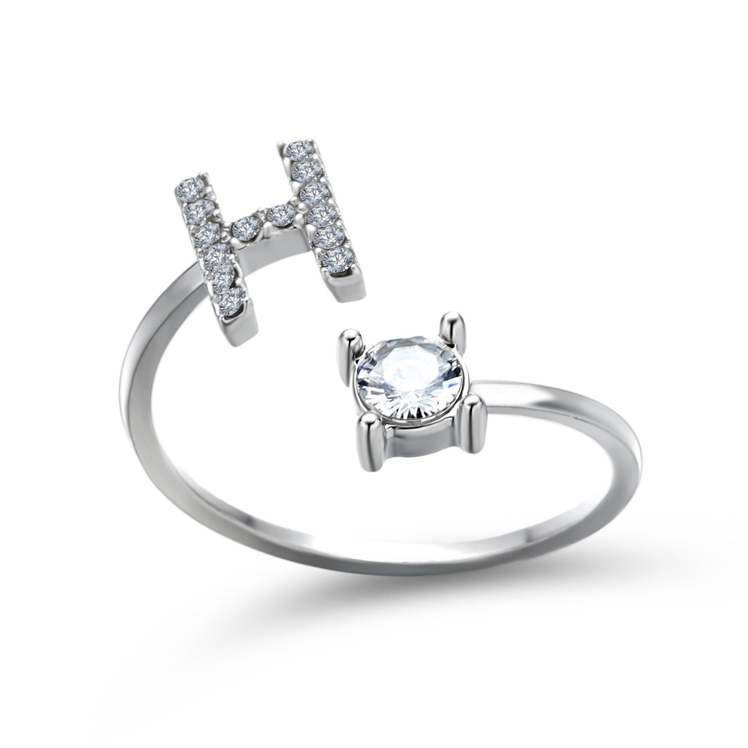 Initial Letter Ring - Personalized Adjustable Zircon Ring A-Z