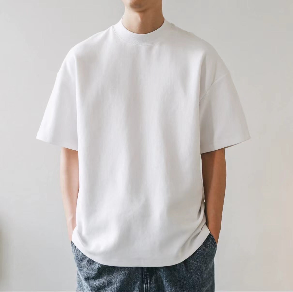 Oversized Retro Cotton T-Shirt – Unisex Plus Size Solid White Tee for Men & Women | Casual Streetwear Short Sleeve