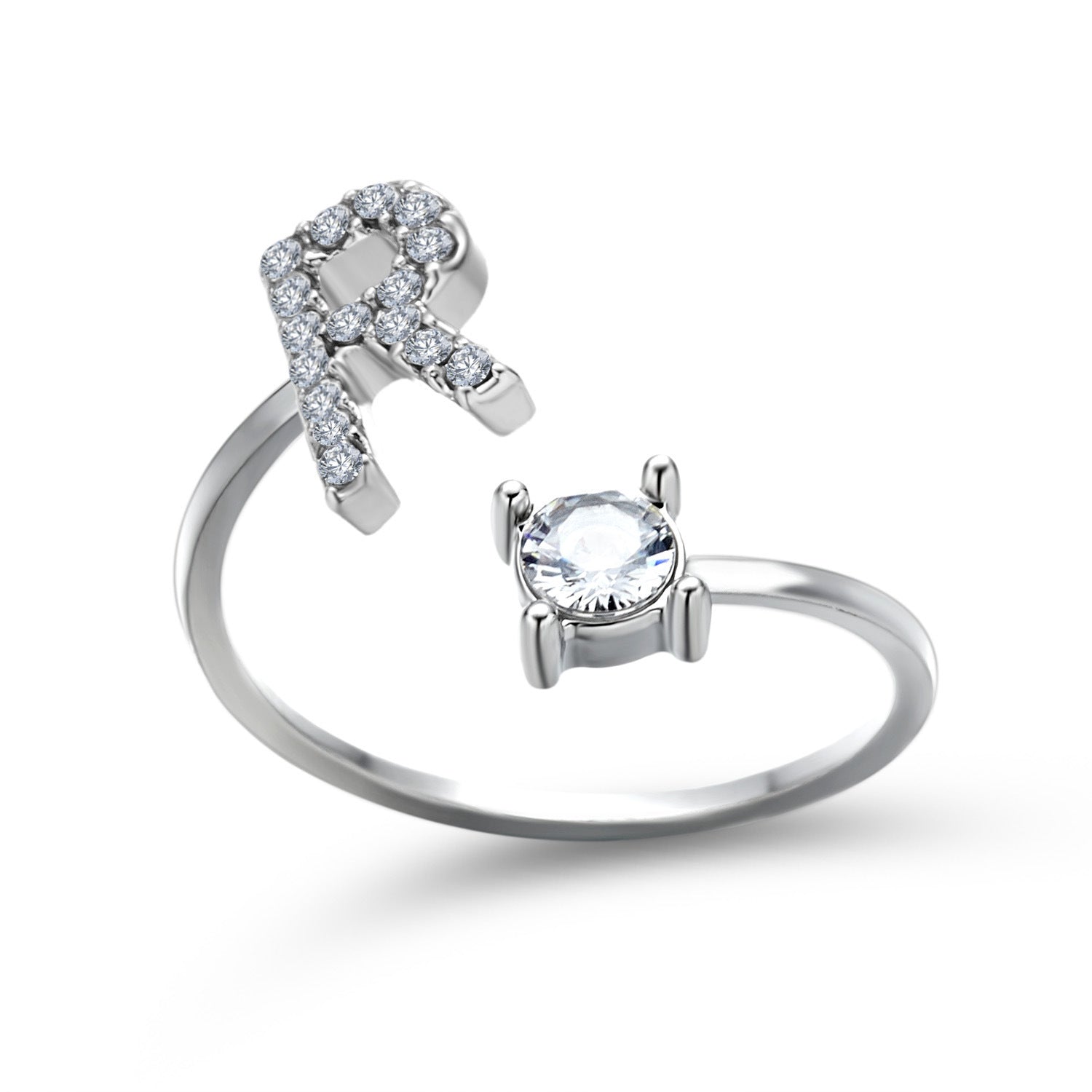 Initial Letter Ring - Personalized Adjustable Zircon Ring A-Z