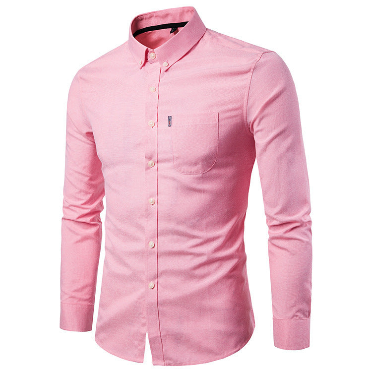 Korean Men's Dress Shirt - Slim Long Sleeve