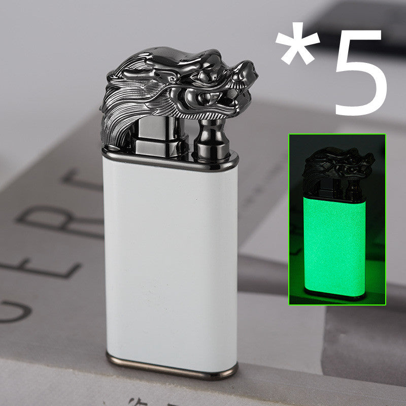 Creative Blue Flame Lighter Dolphin Dragon Tiger Double Fire Metal Winproof Inflatable Lighter