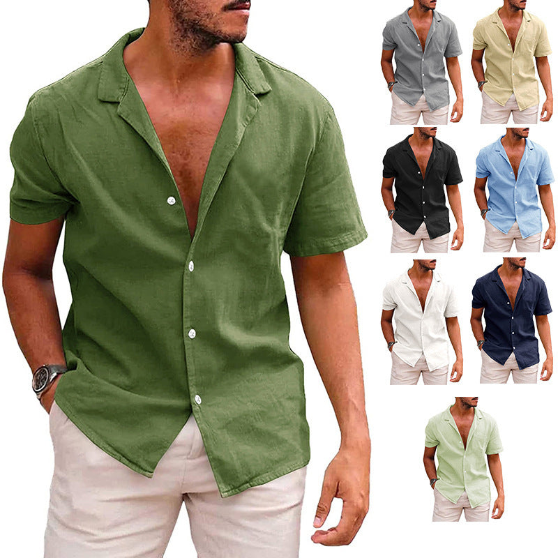 Men's Casual Button Down Shirt - Short Sleeve Beach Shirt for Summer