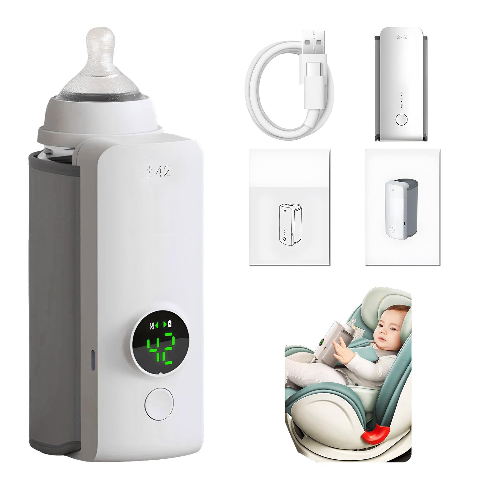 Portable Baby Bottle Warmer USB Charging Constant Temperature - TinyDreams