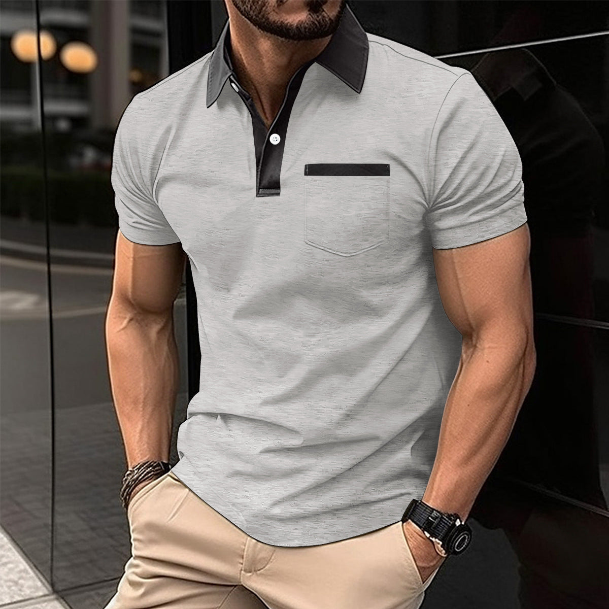 Men's Polo Shirt - Lapel Fashion Slim Pocket Short-sleeved T-shirt