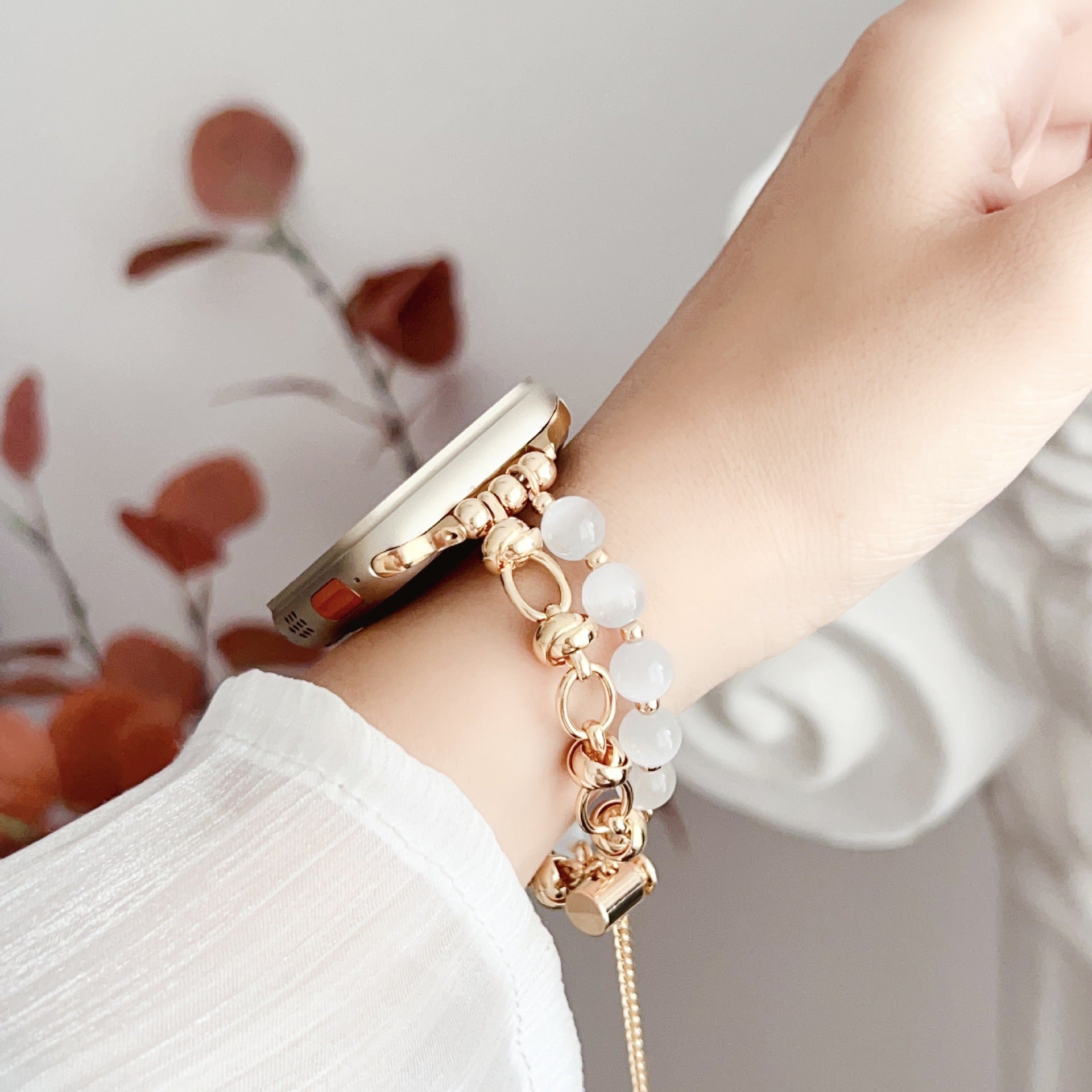 Stylish Watch Wristband Buckle Bead Ornament Strap