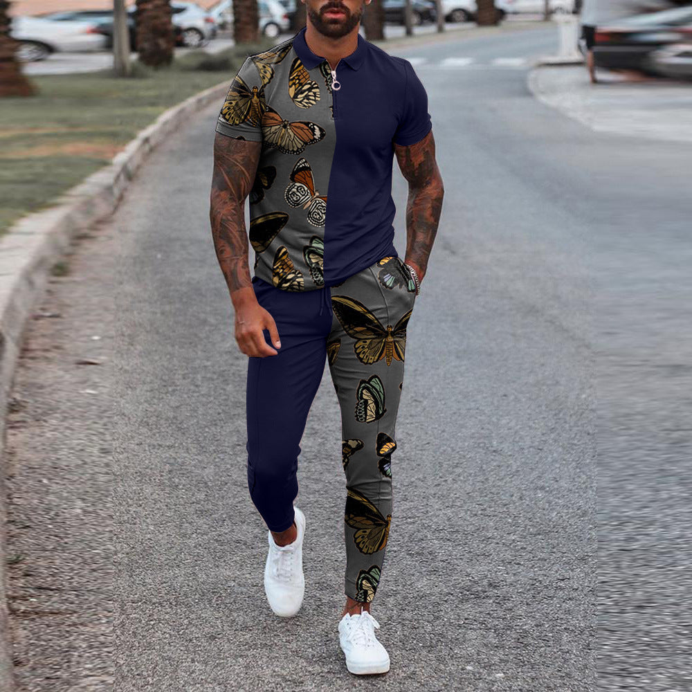 Summer Hot Style Cross-border Men's Slim Fit Trendy Casual Youth Suit