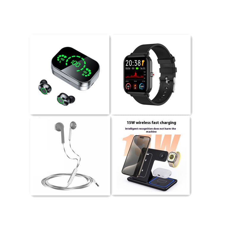 Wireless Bluetooth Headset - TWS Large Screen Smart Digital Display In Ear Breathing Light