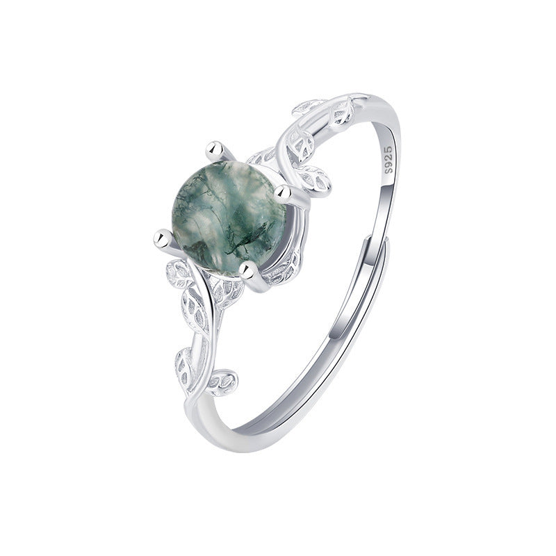 Green Moss Agate Ring | Agate Stone Ring | iukstore