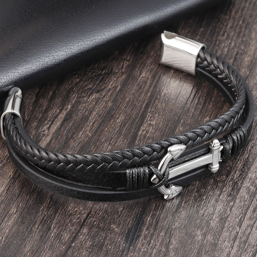 Woven Titanium Steel Bracelet - Unisex Geometric Design Jewelry