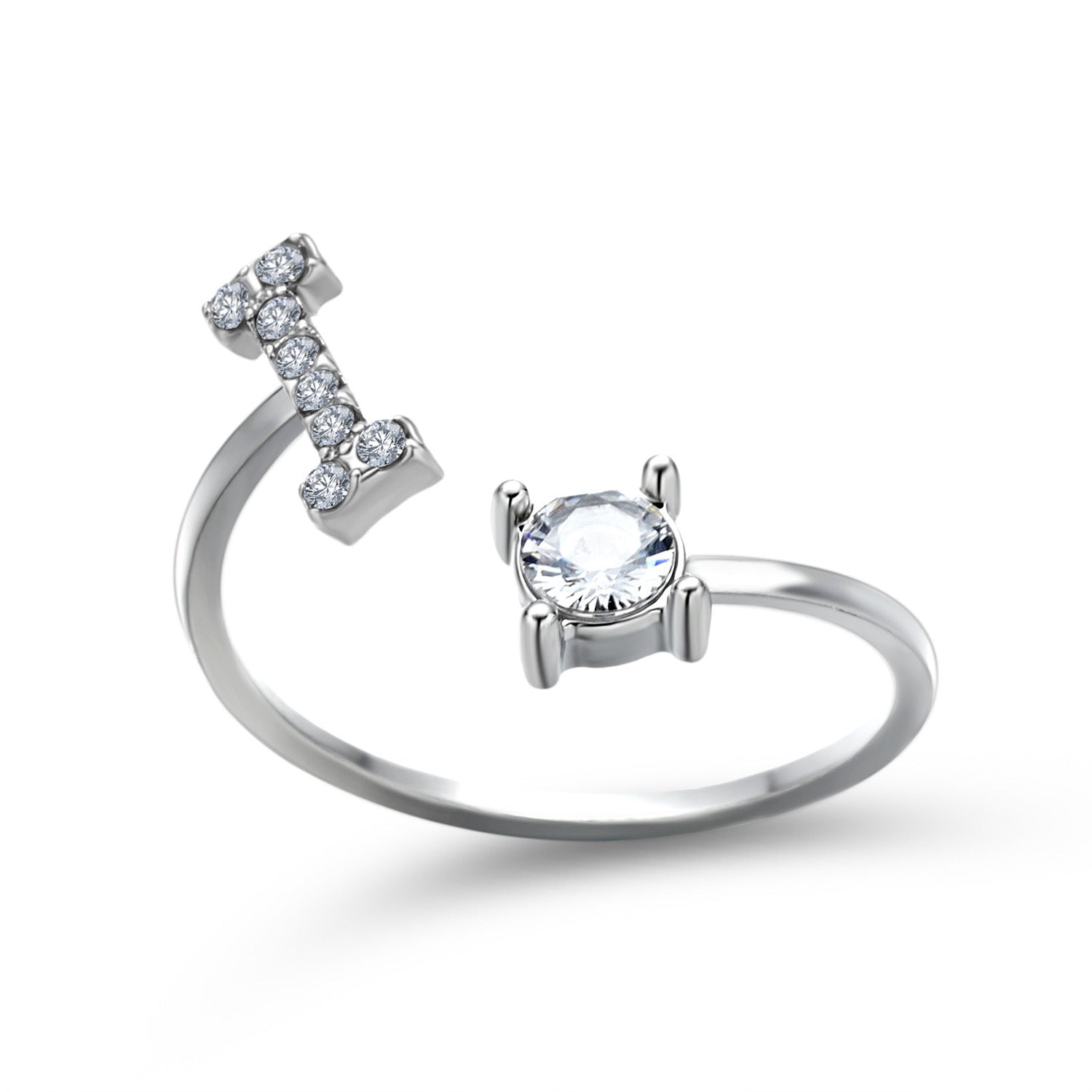 Initial Letter Ring - Personalized Adjustable Zircon Ring A-Z