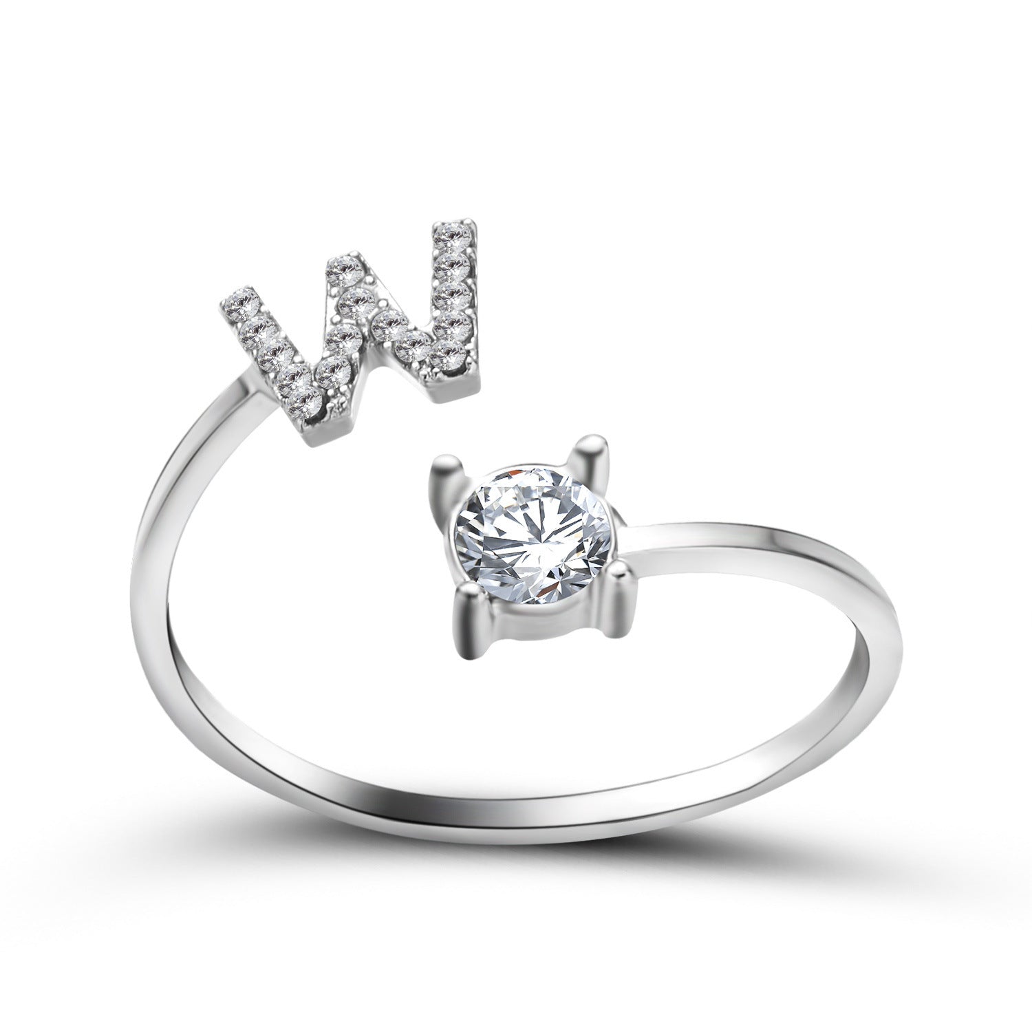 Initial Letter Ring - Personalized Adjustable Zircon Ring A-Z