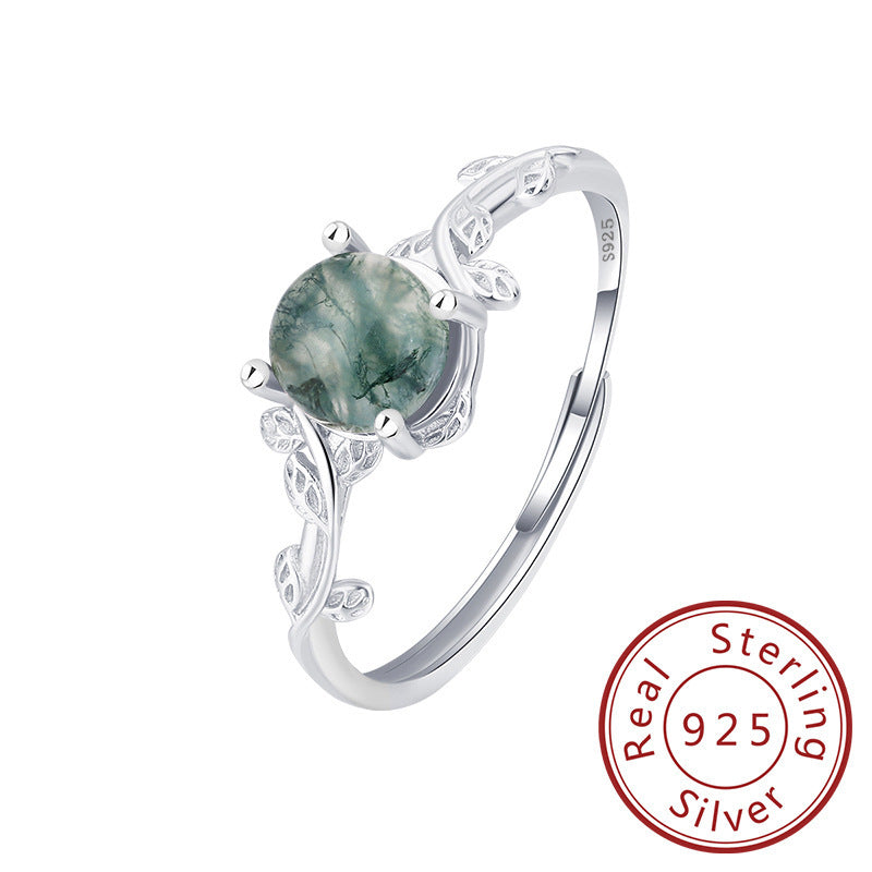 Green Moss Agate Ring | Agate Stone Ring | iukstore