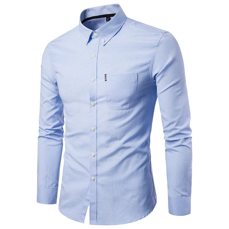 Korean Men's Dress Shirt - Slim Long Sleeve