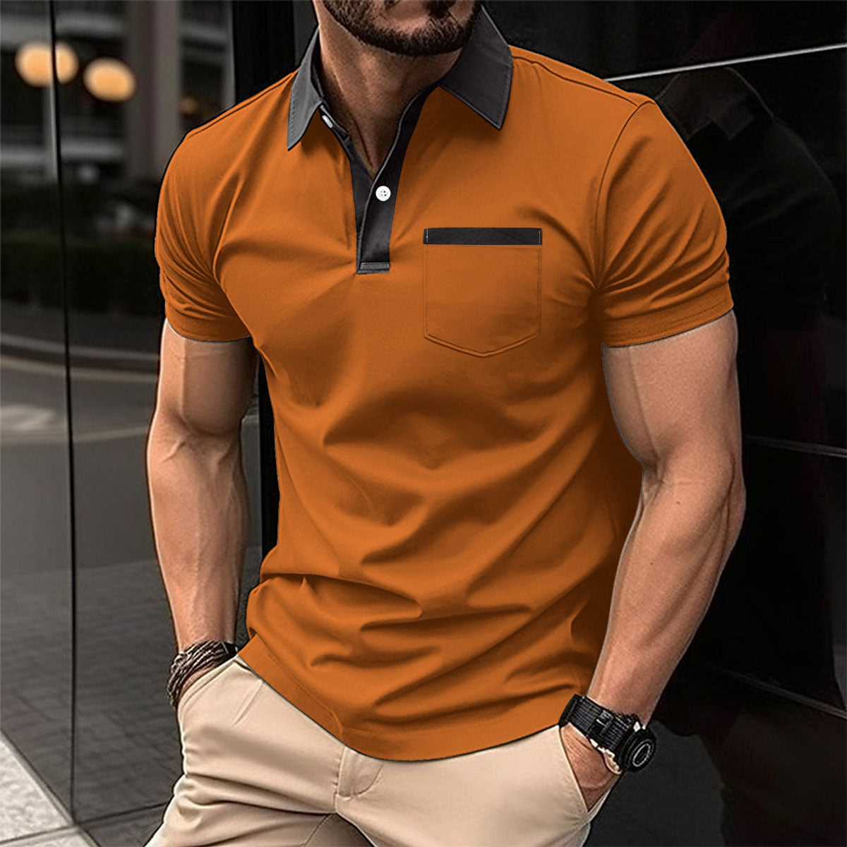 Men's Polo Shirt - Lapel Fashion Slim Pocket Short-sleeved T-shirt