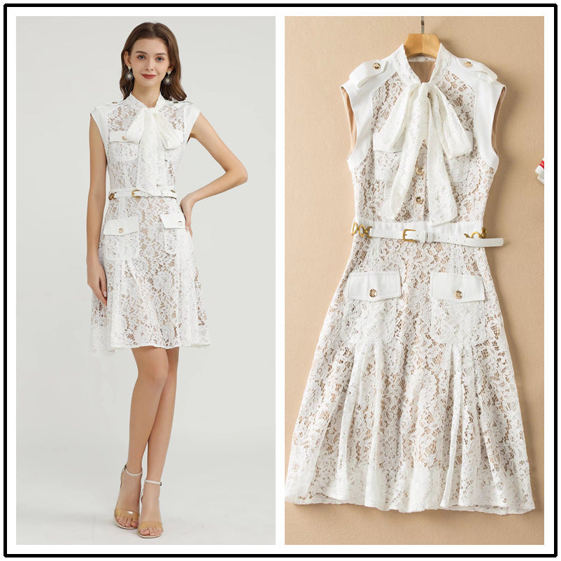 Women's Lace Dresses | Tie Waist Slim Dress | iukstore