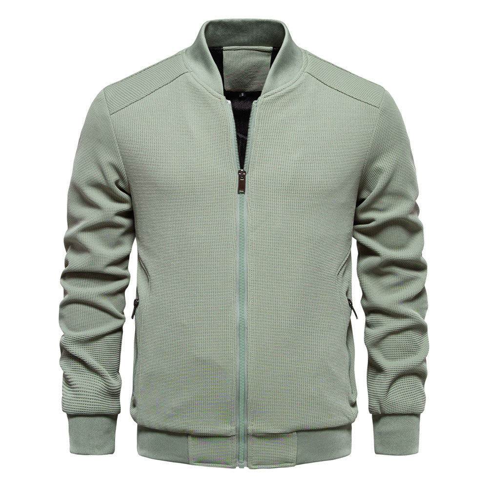 Stand Collar Men's Solid Color Jacket - Stylish & Comfortable