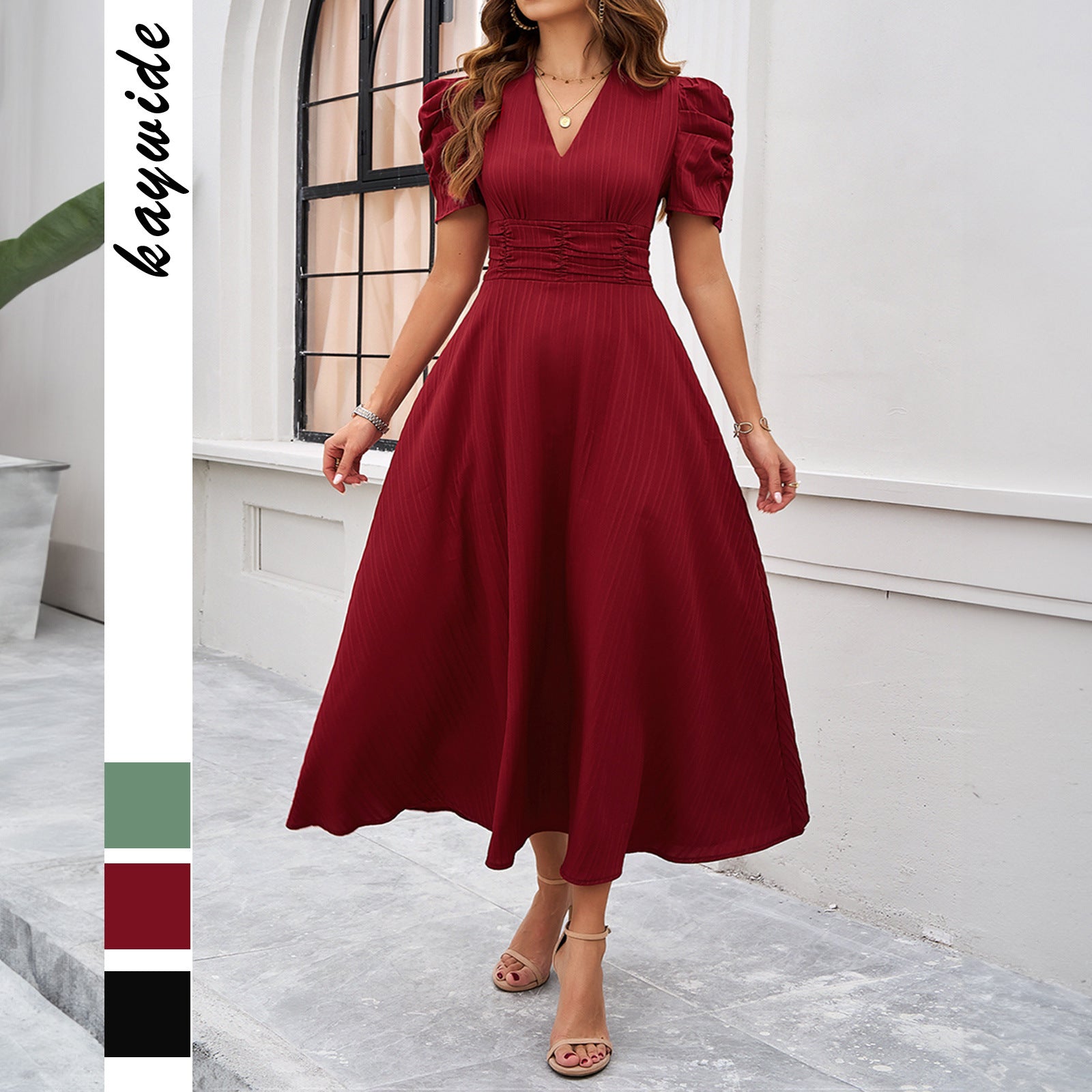 Women's Midi Dress | Elegant Waist-Tight Dress | iukstore