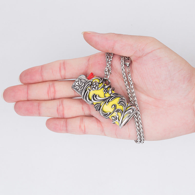 Vintage Titanium Steel Pendant Necklace - Men's Snake Chain Jewelry