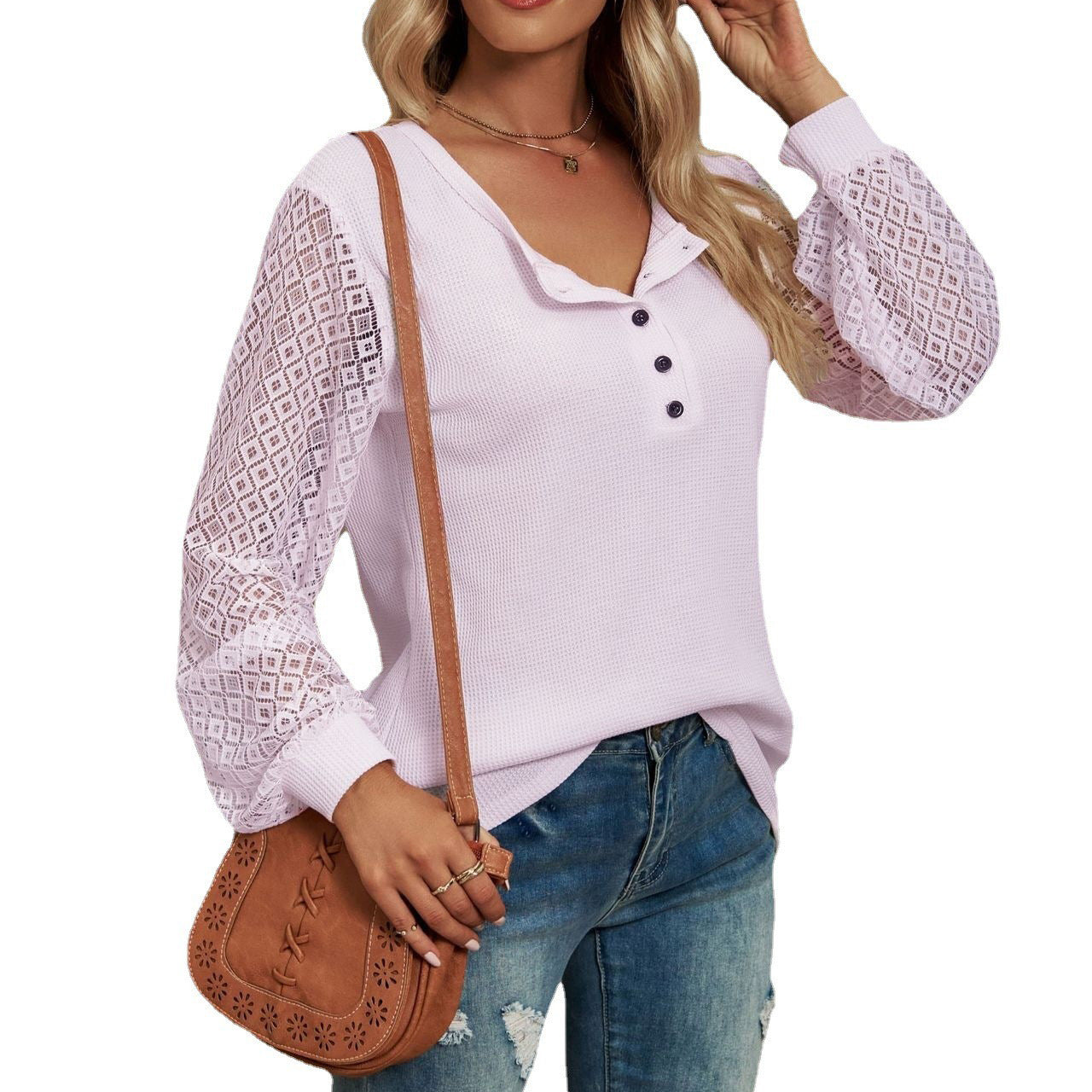 Waffle Lace Stitching Coat - Stylish & Warm