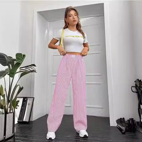 Women's Striped Wide Leg Pants