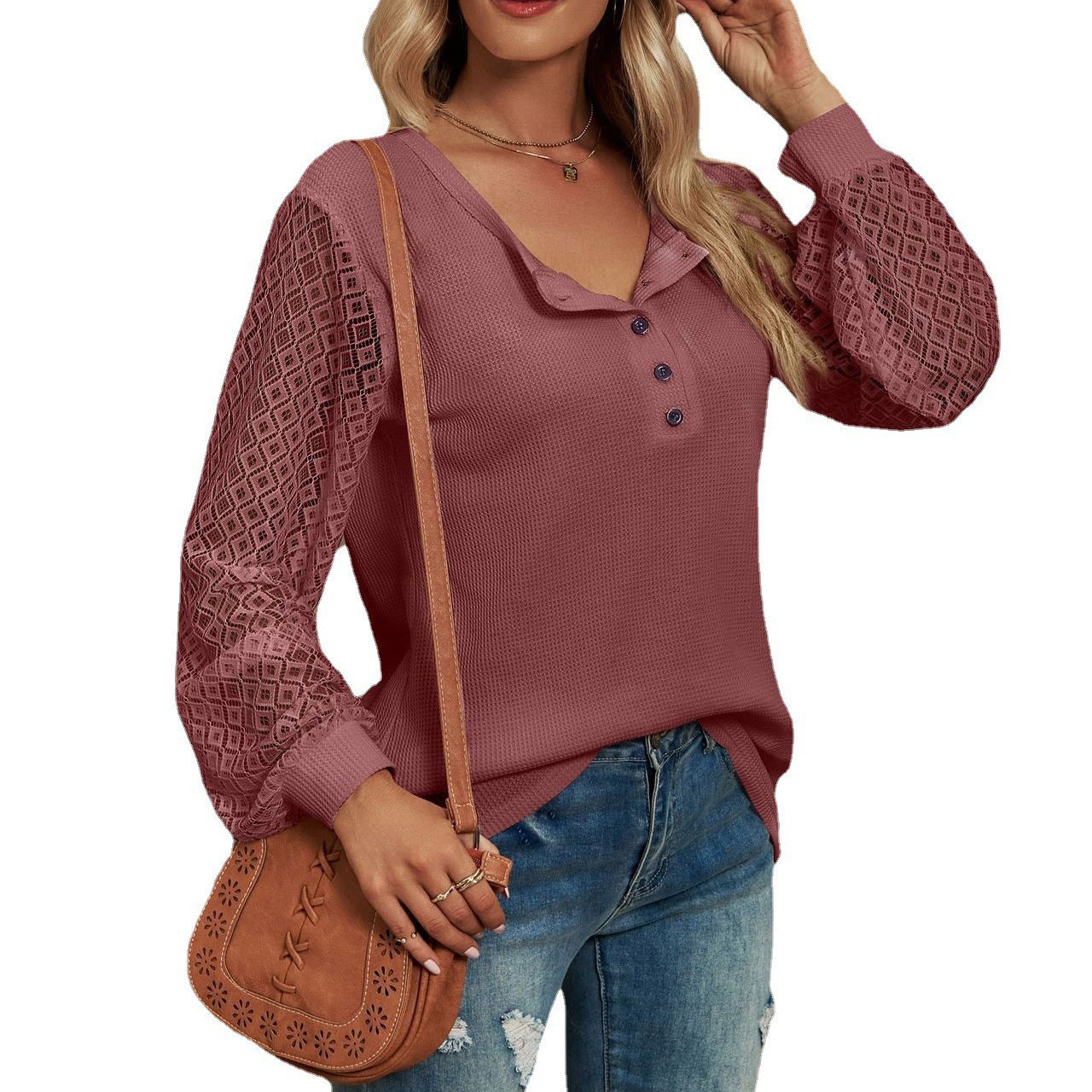 Waffle Lace Stitching Coat - Stylish & Warm