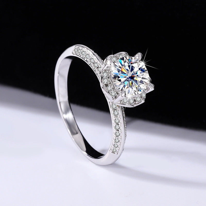 Moissanite Bridal Ring | Sterling Silver Bridal Ring | iukstore