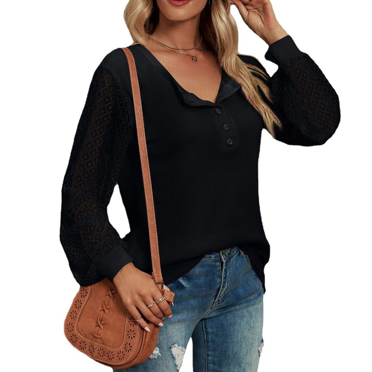 Waffle Lace Stitching Coat - Stylish & Warm