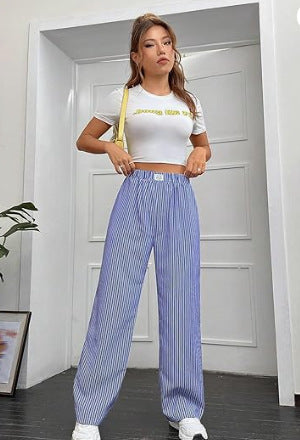 Women's Striped Wide Leg Pants