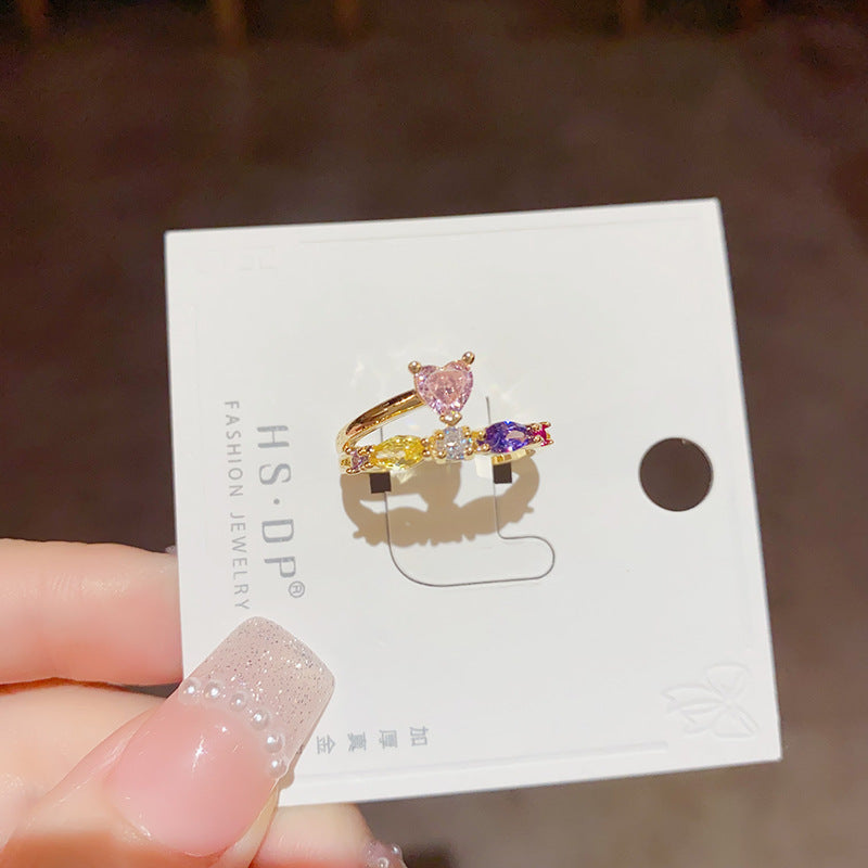 Colorful Open Ring | Luxury Zircon Ring | iukstore