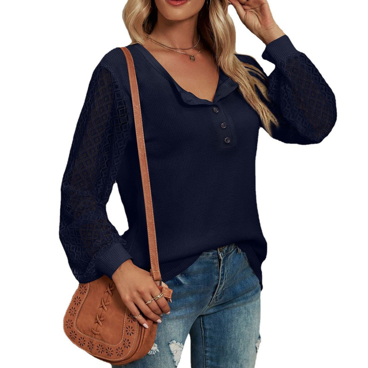 Waffle Lace Stitching Coat - Stylish & Warm