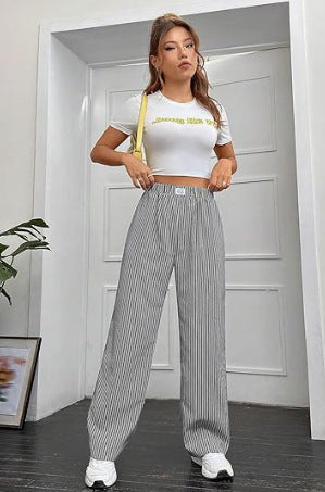 Women's Striped Wide Leg Pants