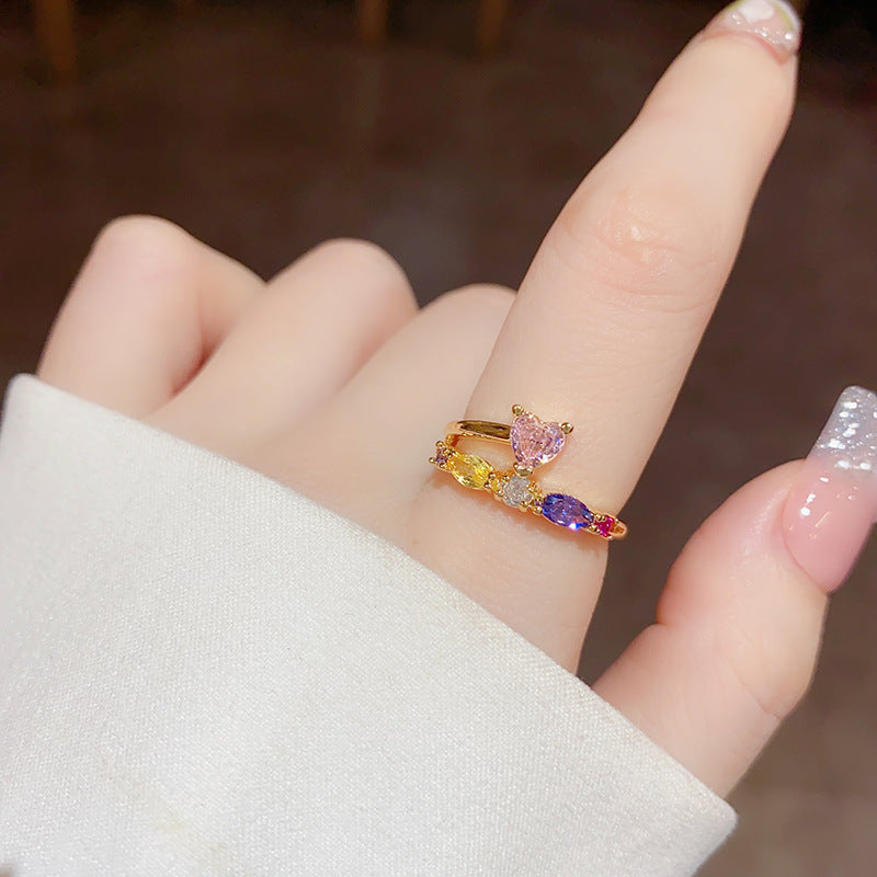 Colorful Open Ring | Luxury Zircon Ring | iukstore