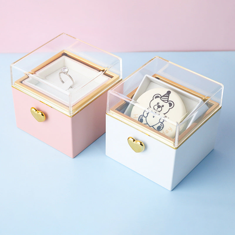 Bear Birthday Cake Surprise Flip Ring Box - A Unique Gift and Jewelry Combo